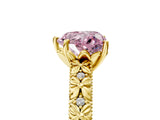 Yellow gold Fancy Pink Heart  Solitaire Floral Milgrain Engagement Ring_33