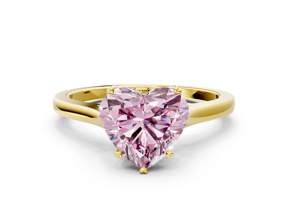 Yellow gold Fancy Pink Heart  Solitaire Heart Prong Engagement Ring with Tapered Band_55