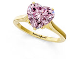 Yellow gold Fancy Pink Heart  Solitaire Heart Prong Engagement Ring with Tapered Band_56