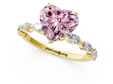 Yellow gold Fancy Pink Heart  Solitaire Marquise Side Stone Prong Setting Ring_45