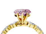 Yellow gold Fancy Pink Heart  Solitaire Marquise Side Stone Prong Setting Ring_48