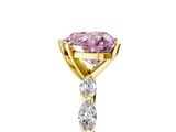 Yellow gold Fancy Pink Heart  Solitaire Marquise Side Stone Prong Setting Ring_49