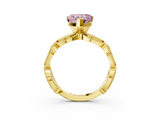 Yellow gold Fancy Pink Heart  Solitaire Milgrain Diamond Engagement Ring with Bezel and Marquise Band_132