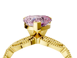 Yellow gold Fancy Pink Heart  Solitaire Milgrain Diamond Engagement Ring with Bezel and Marquise Band_133