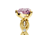 Yellow gold Fancy Pink Heart  Solitaire Milgrain Diamond Engagement Ring with Bezel and Marquise Band_134