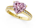 Yellow gold Fancy Pink Heart  Solitaire Pavé Band Prong Setting Ring_21