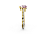 Yellow gold Fancy Pink Heart  Solitaire Pavé Band Prong Setting Ring_22