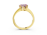 Yellow gold Fancy Pink Heart  Solitaire Pavé Band Prong Setting Ring_23