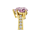 Yellow gold Fancy Pink Heart  Solitaire Pavé Band Prong Setting Ring_25