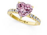 Yellow gold Fancy Pink Heart  Solitaire Pavé Band with Four-Prong Setting_156