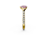 Yellow gold Fancy Pink Heart  Solitaire Pavé Band with Four-Prong Setting_157