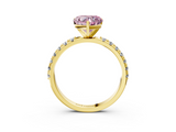 Yellow gold Fancy Pink Heart  Solitaire Pavé Band with Four-Prong Setting_158