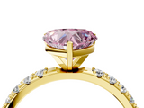Yellow gold Fancy Pink Heart  Solitaire Pavé Band with Four-Prong Setting_159