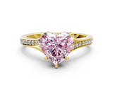 Yellow gold Fancy Pink Heart  Solitaire Pavé Band with Four-Prong Setting_45