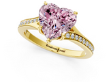Yellow gold Fancy Pink Heart  Solitaire Pavé Band with Four-Prong Setting_46
