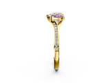 Yellow gold Fancy Pink Heart  Solitaire Pavé Band with Four-Prong Setting_47