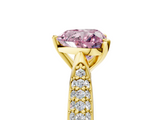 Yellow gold Fancy Pink Heart  Solitaire Pavé Diamond Engagement Ring with Four-Prong Setting_144