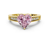 Yellow gold Fancy Pink Heart  Solitaire Pavé Diamond Milgrain Engagement Ring with Four-Prong Setting_3