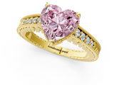 Yellow gold Fancy Pink Heart  Solitaire Pavé Diamond Milgrain Engagement Ring with Four-Prong Setting_4