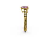 Yellow gold Fancy Pink Heart  Solitaire Pavé Diamond Milgrain Engagement Ring with Four-Prong Setting_5