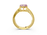 Yellow gold Fancy Pink Heart  Solitaire Pavé Diamond Milgrain Engagement Ring with Four-Prong Setting_6