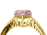 Yellow gold Fancy Pink Heart  Solitaire Pavé Diamond Milgrain Engagement Ring with Four-Prong Setting_7