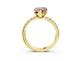 Yellow gold Fancy Pink Heart  Solitaire Pave Diamond Engagement Ring with Four-Prong Setting_349