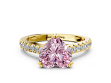 Yellow gold Fancy Pink Heart  Solitaire Pave Diamond Engagement Ring with Prong Setting_20