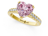Yellow gold Fancy Pink Heart  Solitaire Pave Diamond Engagement Ring with Prong Setting_21