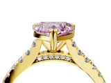 Yellow gold Fancy Pink Heart  Solitaire Pave Diamond Engagement Ring with Prong Setting_24