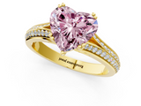 Yellow gold Fancy Pink Heart  Solitaire Pave Split Shank Engagement Ring with Six-Prong Setting_38