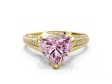 Yellow gold Fancy Pink Heart  Solitaire Pave Split Shank Ring with Four-Prong Setting_81