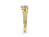 Yellow gold Fancy Pink Heart  Solitaire Pave Split Shank Ring with Four-Prong Setting_83