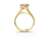 Yellow gold Fancy Pink Heart  Solitaire Pave Split Shank Ring with Four-Prong Setting_84