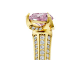 Yellow gold Fancy Pink Heart  Solitaire Pave Split Shank Ring with Four-Prong Setting_86
