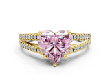 Yellow gold Fancy Pink Heart  Solitaire Split Shank Pavé Diamond Engagement Ring_402