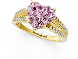 Yellow gold Fancy Pink Heart  Solitaire Split Shank Pavé Diamond Engagement Ring_403