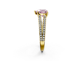Yellow gold Fancy Pink Heart  Solitaire Split Shank Pavé Diamond Engagement Ring_404
