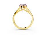 Yellow gold Fancy Pink Heart  Solitaire Split Shank Pavé Diamond Engagement Ring_405