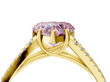 Yellow gold Fancy Pink Heart  Solitaire Split Shank Pavé Diamond Engagement Ring_406