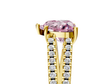 Yellow gold Fancy Pink Heart  Solitaire Split Shank Pavé Diamond Engagement Ring_407