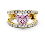 Yellow gold Fancy Pink Heart  Solitaire Split Shank Pave Diamond Ring_48