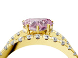 Yellow gold Fancy Pink Heart  Solitaire Split Shank Pave Diamond Ring_52