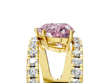 Yellow gold Fancy Pink Heart  Solitaire Split Shank Pave Diamond Ring_53