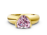Yellow gold Fancy Pink Heart  Solitaire Tension Set Diamond Ring with Wide Band_37