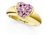 Yellow gold Fancy Pink Heart  Solitaire Tension Set Diamond Ring with Wide Band_38