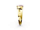 Yellow gold Fancy Pink Heart  Solitaire Tension Set Diamond Ring with Wide Band_39