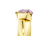 Yellow gold Fancy Pink Heart  Solitaire Tension Set Diamond Ring with Wide Band_42