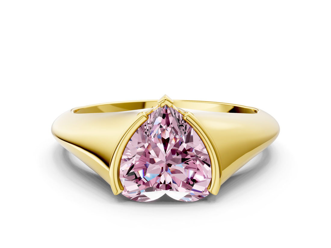 Yellow gold Fancy Pink Heart  Solitaire Tension Set Diamond Ring_20