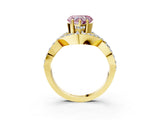 Yellow gold Fancy Pink Heart  Solitaire Twist Band Pavé Diamond Engagement Ring_35